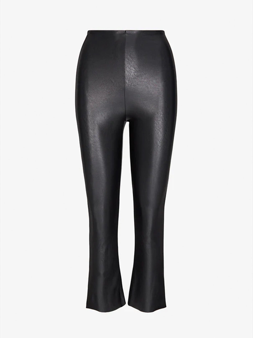 Faux Leather Crop Flare in Black