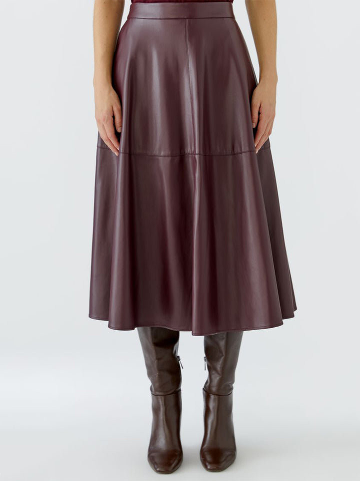 Faux Leather Skirt in Bramble Berry