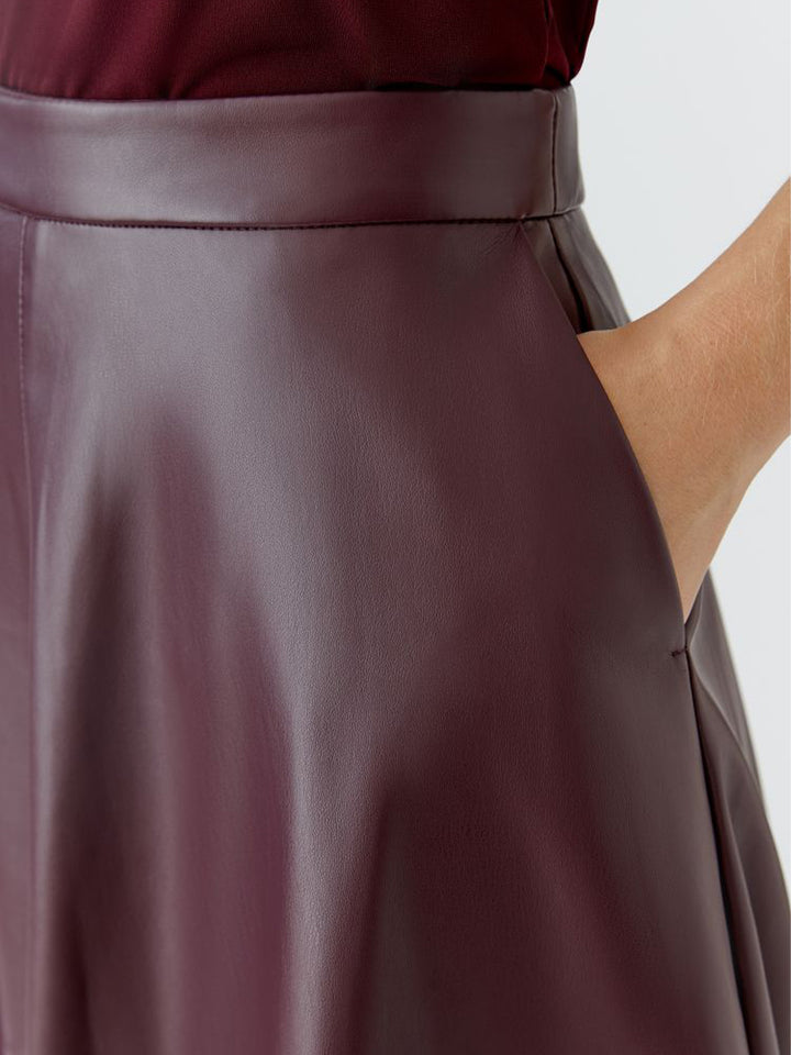 Faux Leather Skirt in Bramble Berry