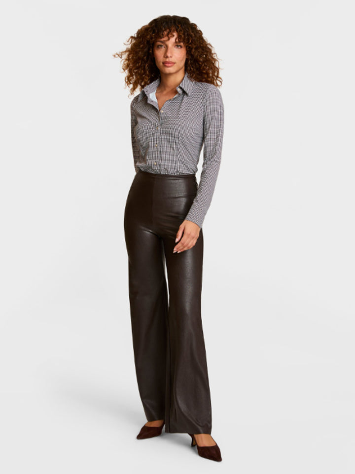 Faux Leather Wide Leg Pant in Black