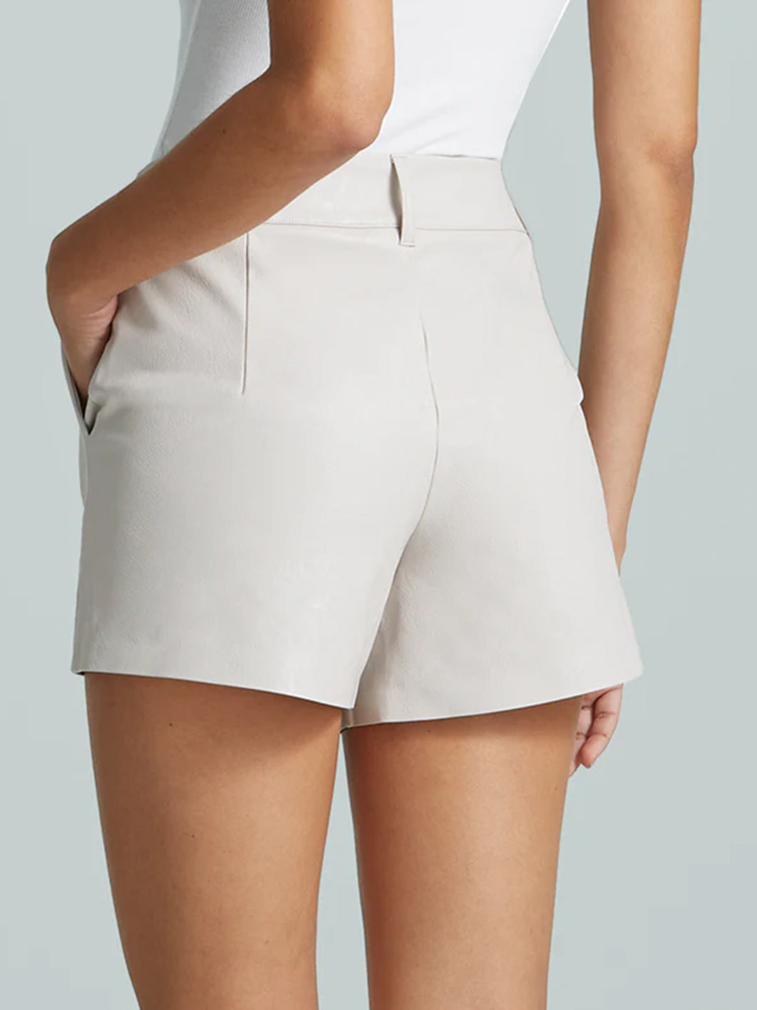 Faux Leather Tailored Short in Porcelain