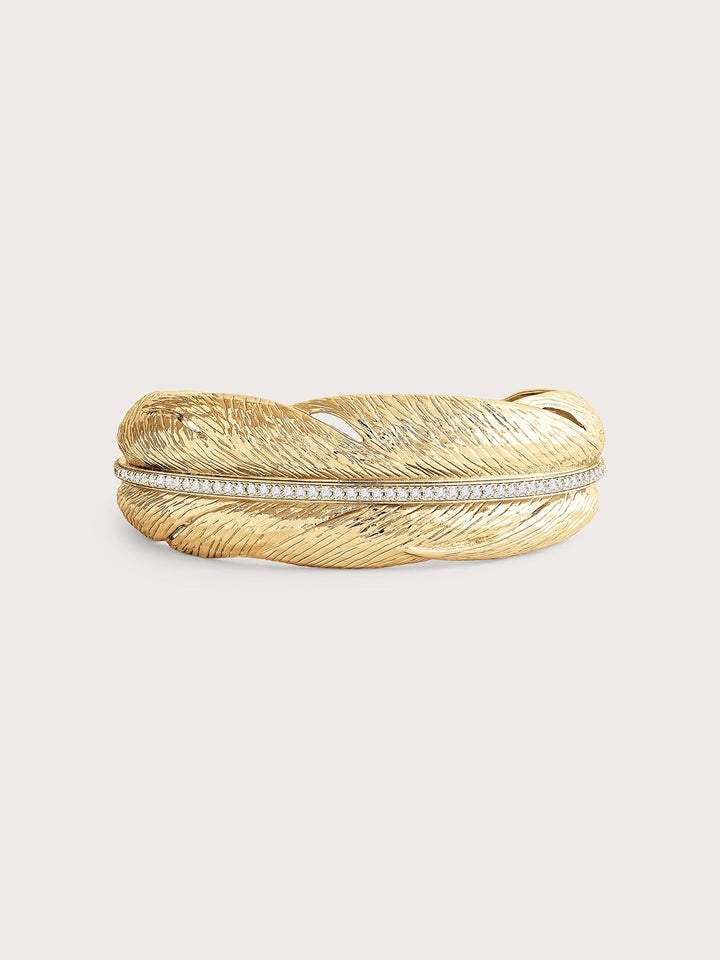Feather Narrow Cuff, Gold