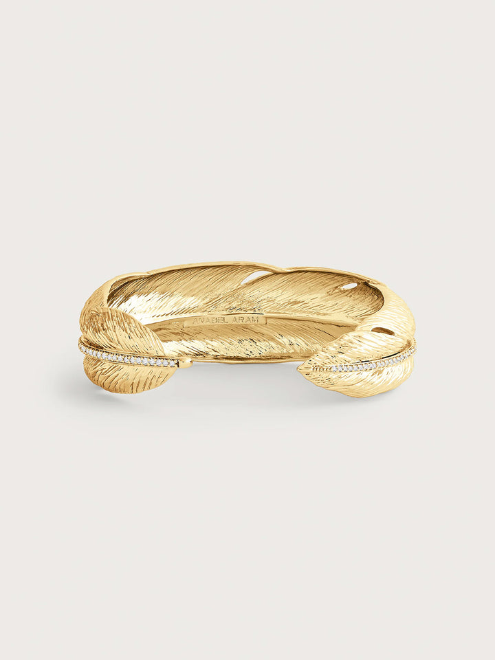 Feather Narrow Cuff, Gold