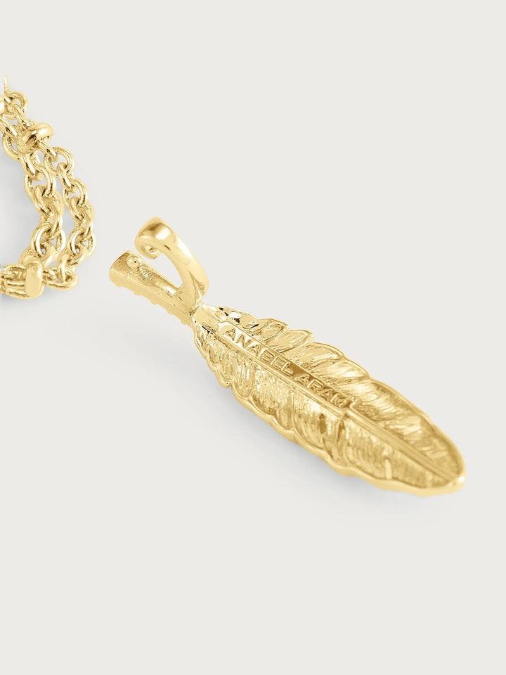Feather Large Pendant Necklace, Gold