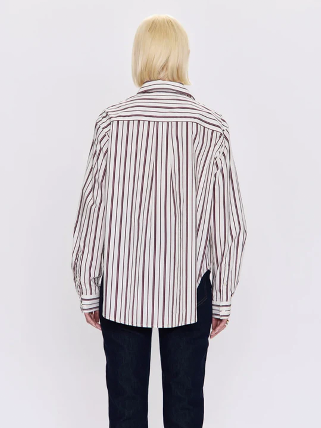 Finlay Oversized Button Down in Claret Stripe