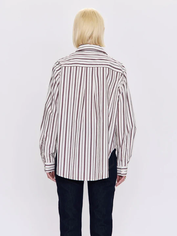 Finlay Oversized Button Down in Claret Stripe