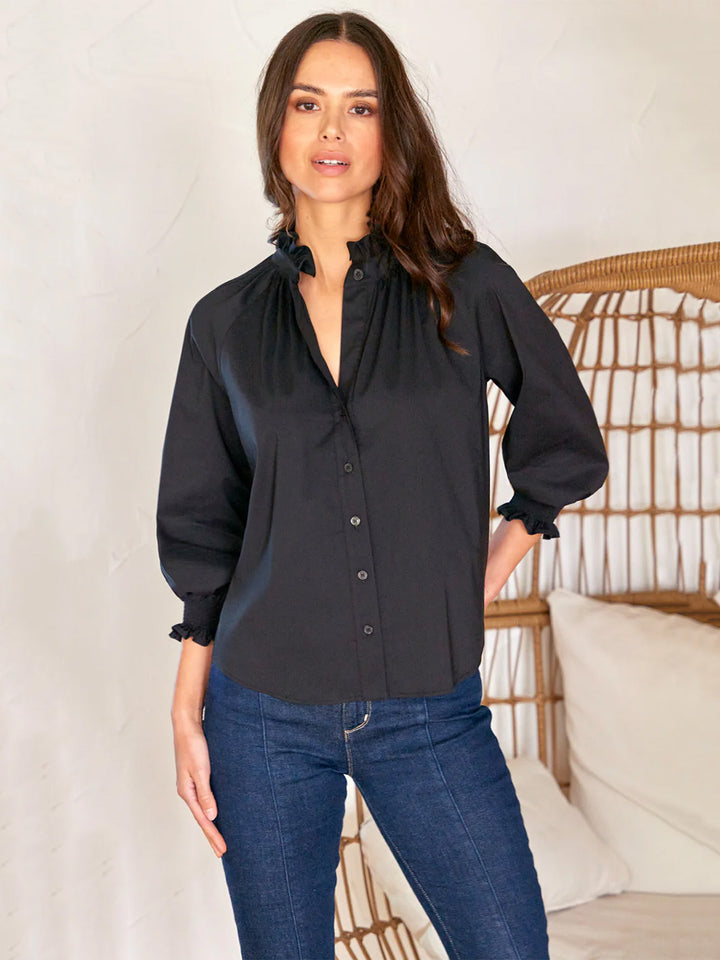 Fiona Ruffle Shirt in Black