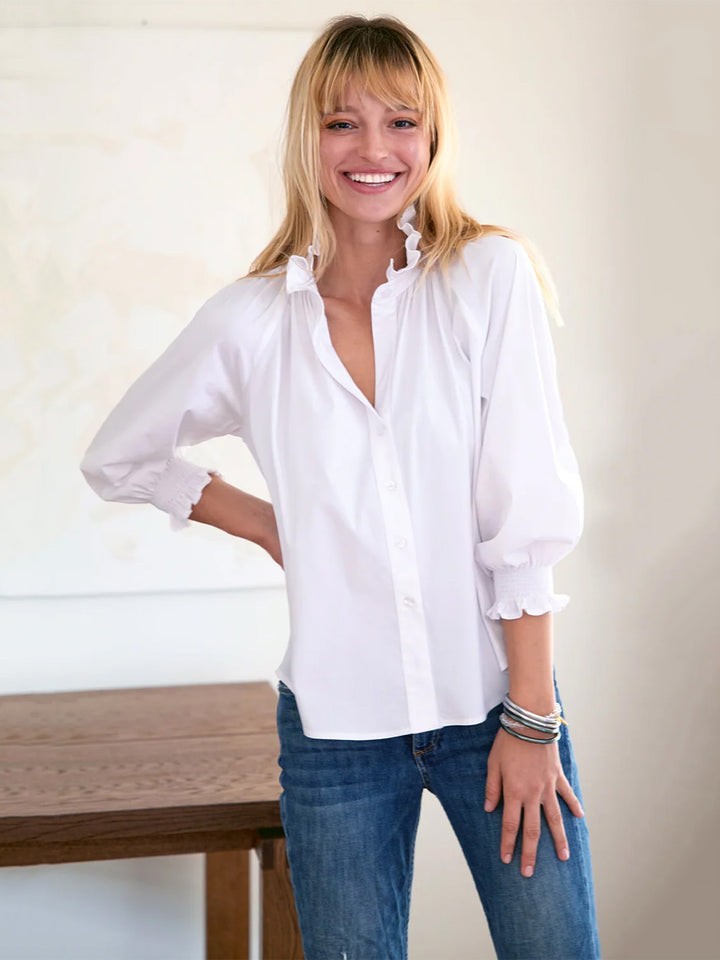 Fiona Ruffle Shirt in White