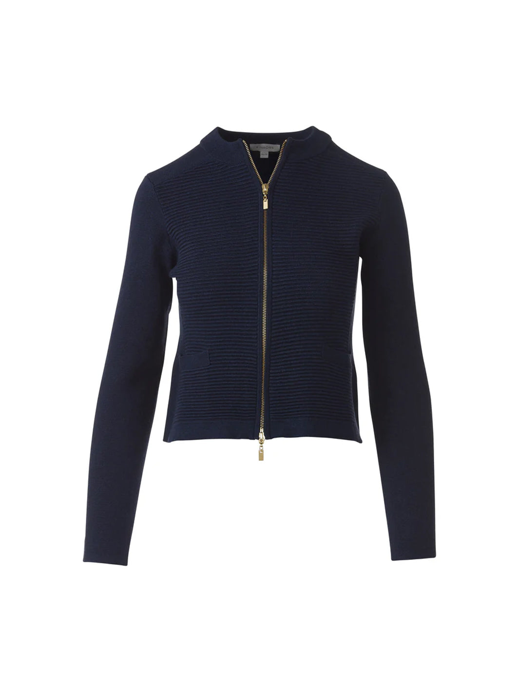 Fitted Zip Cardigan in Navy