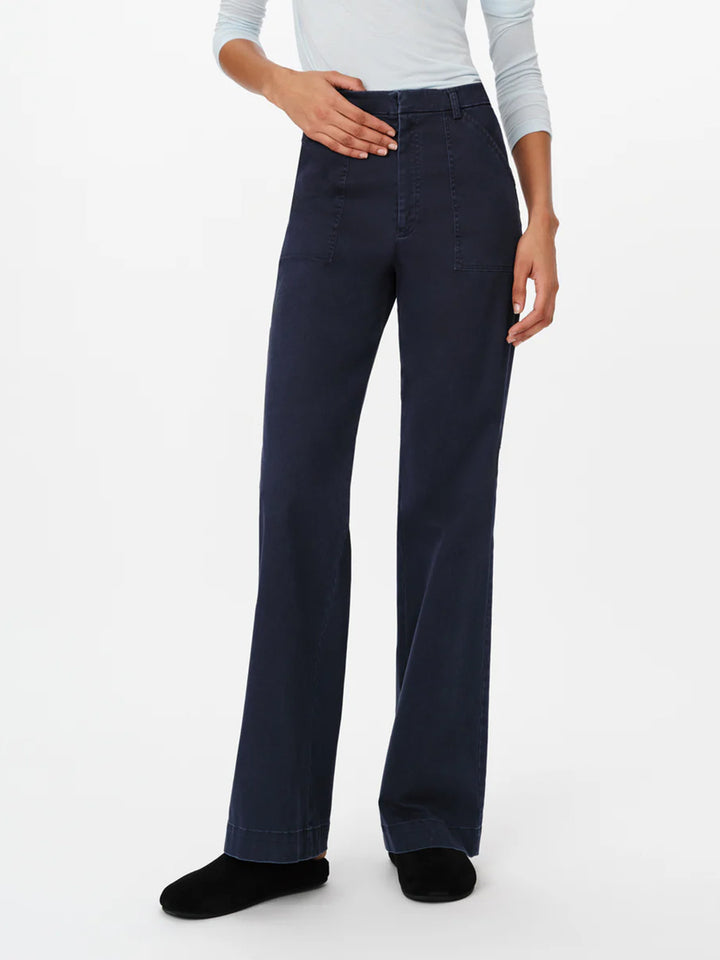 Cotton Twill Flare Leg Pant in Midnight