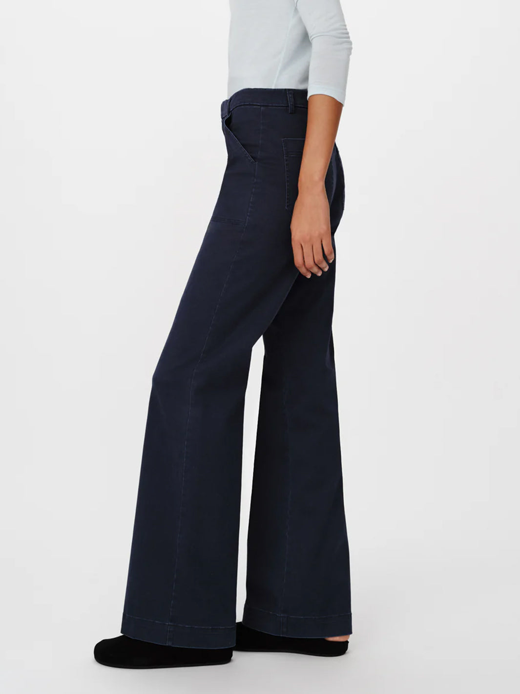 Cotton Twill Flare Leg Pant in Midnight