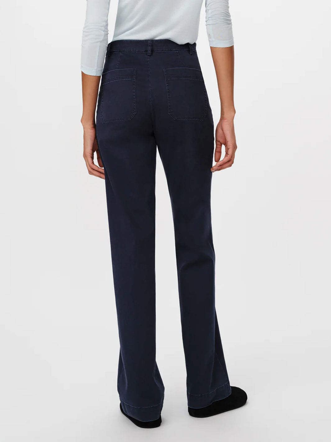 Cotton Twill Flare Leg Pant in Midnight