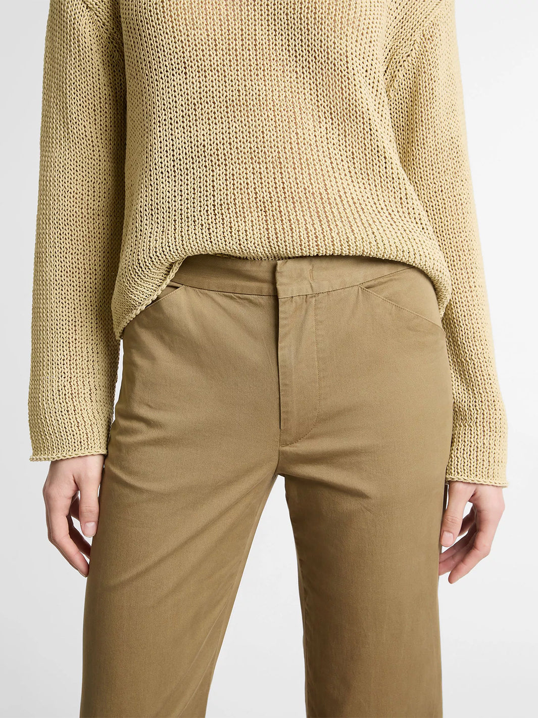 Italian Stretch-Cotton Flare Pant in Tapenade