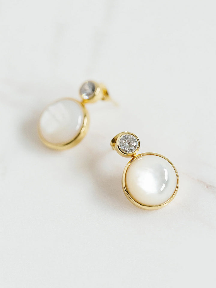Floating Gem Earrings in Mother of Pearl
