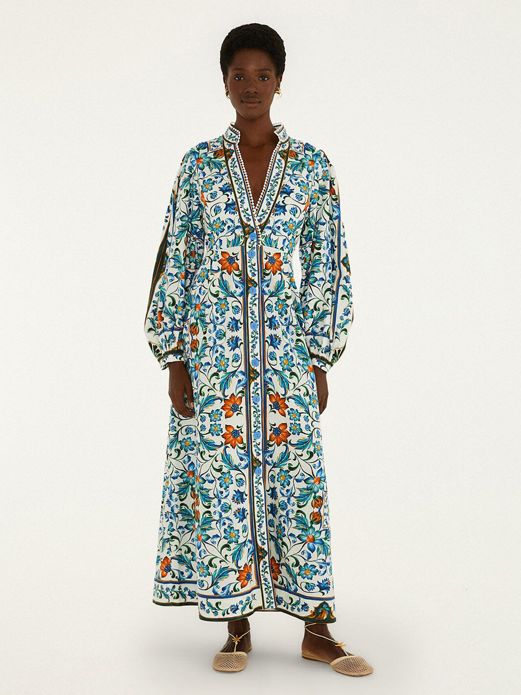 Flora Tile Maxi Dress in Off-White