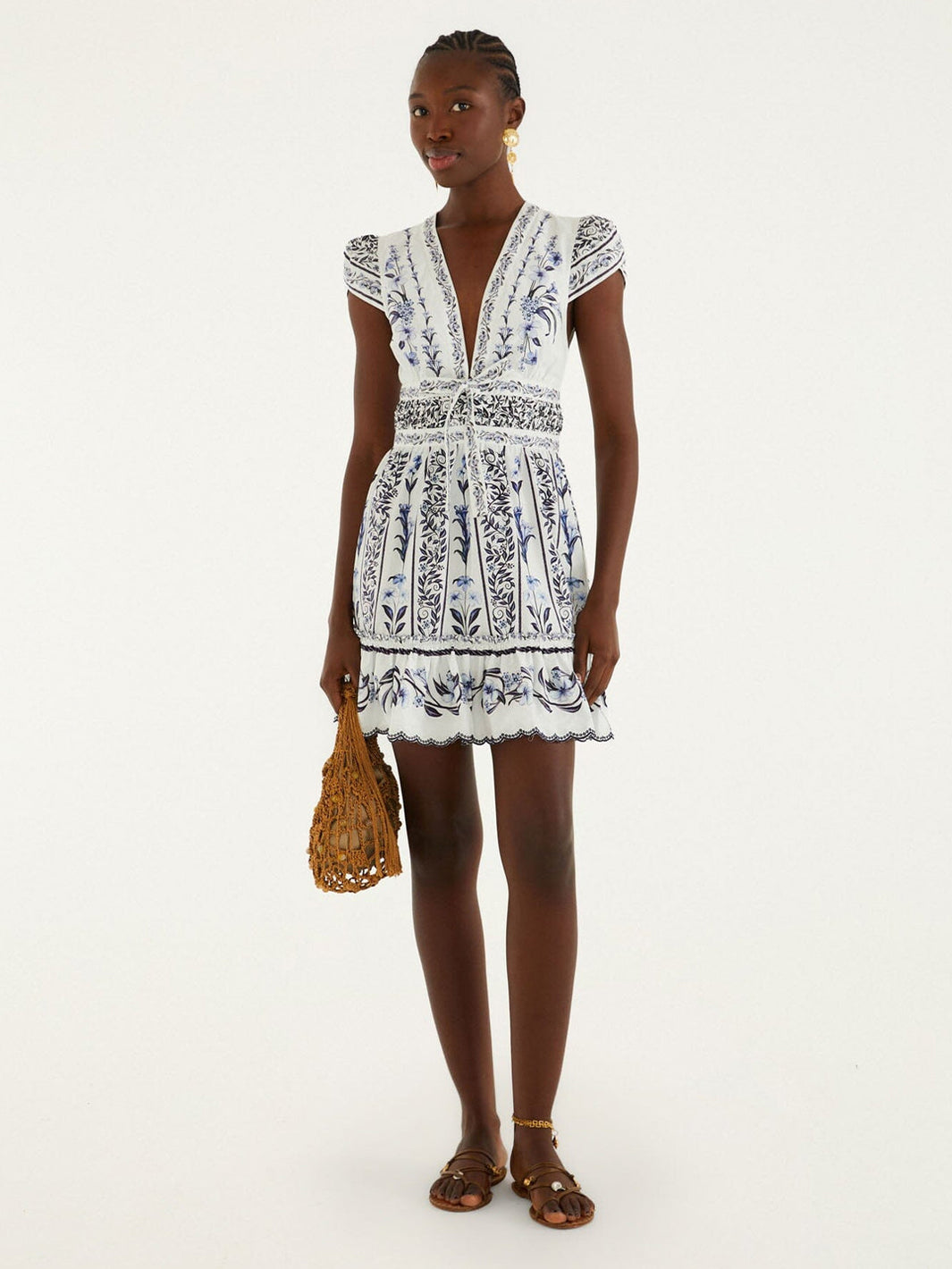 Flowers Arch Ruffled Mini Dress in Off-White
