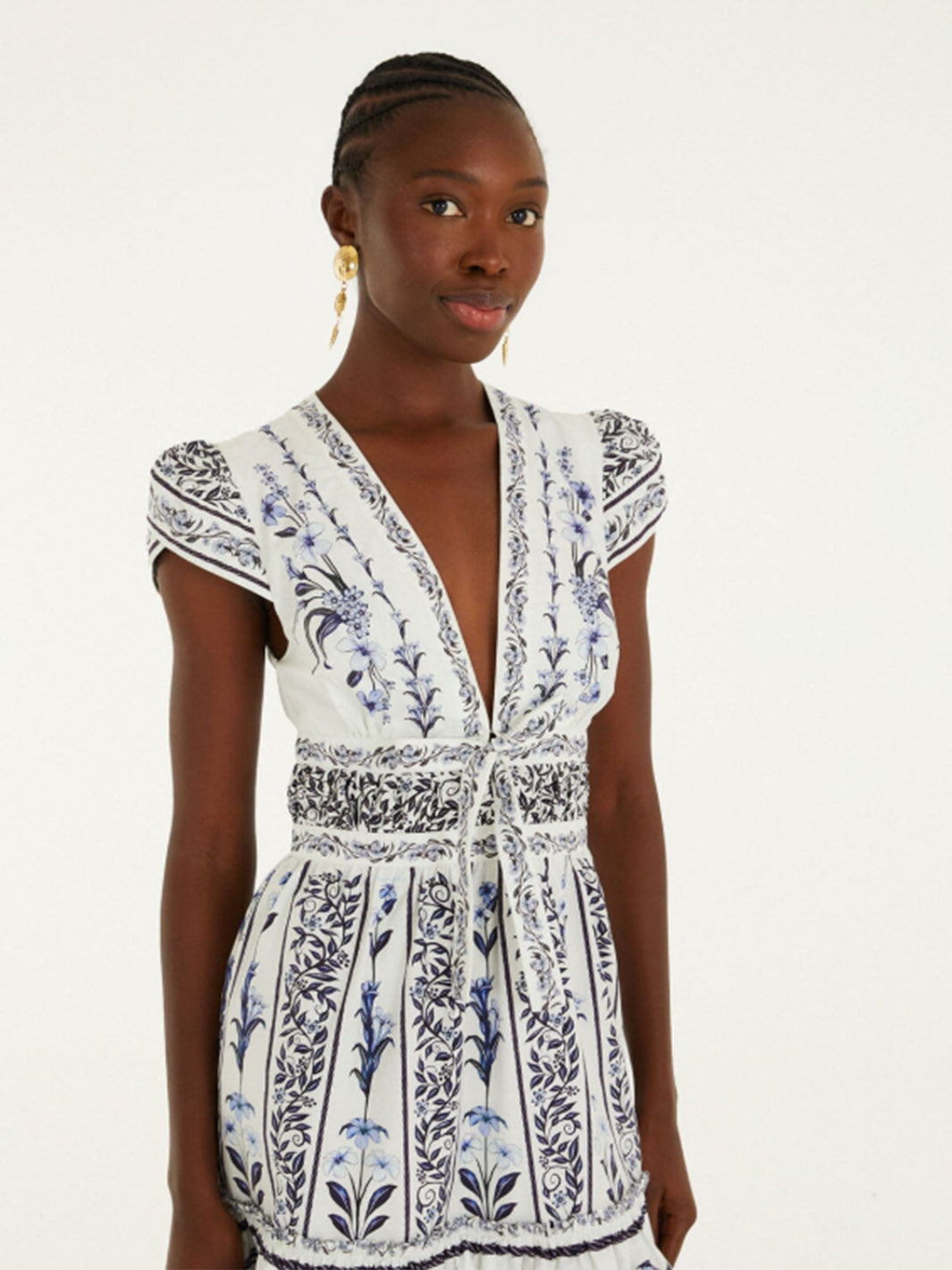 Flowers Arch Ruffled Mini Dress in Off-White