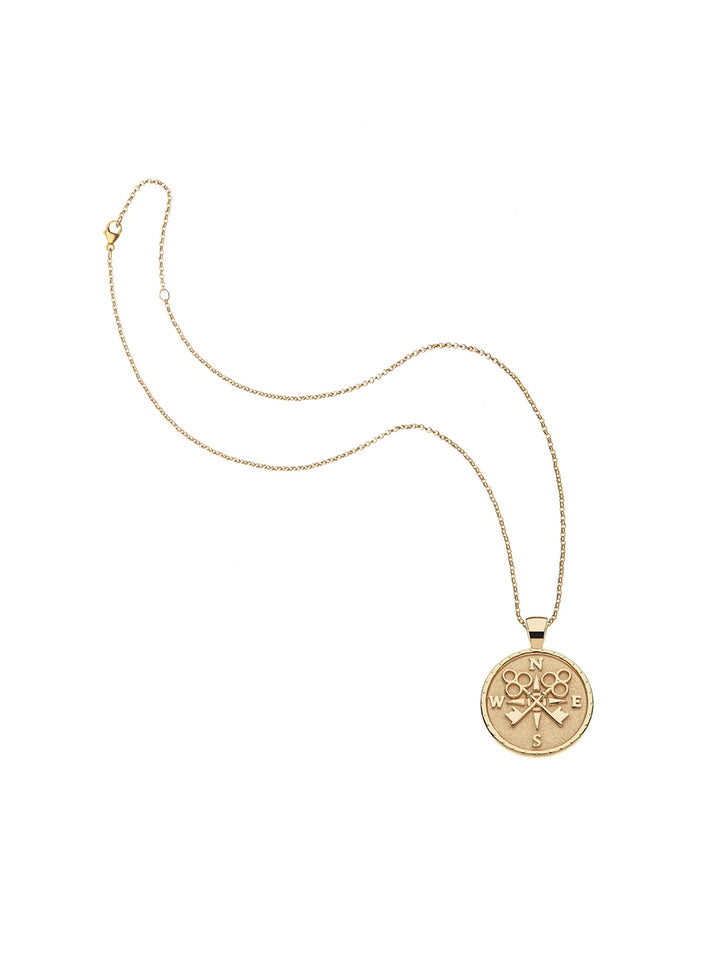 FOREVER JW Small Pendant Coin and 16-18" Chain in Gold