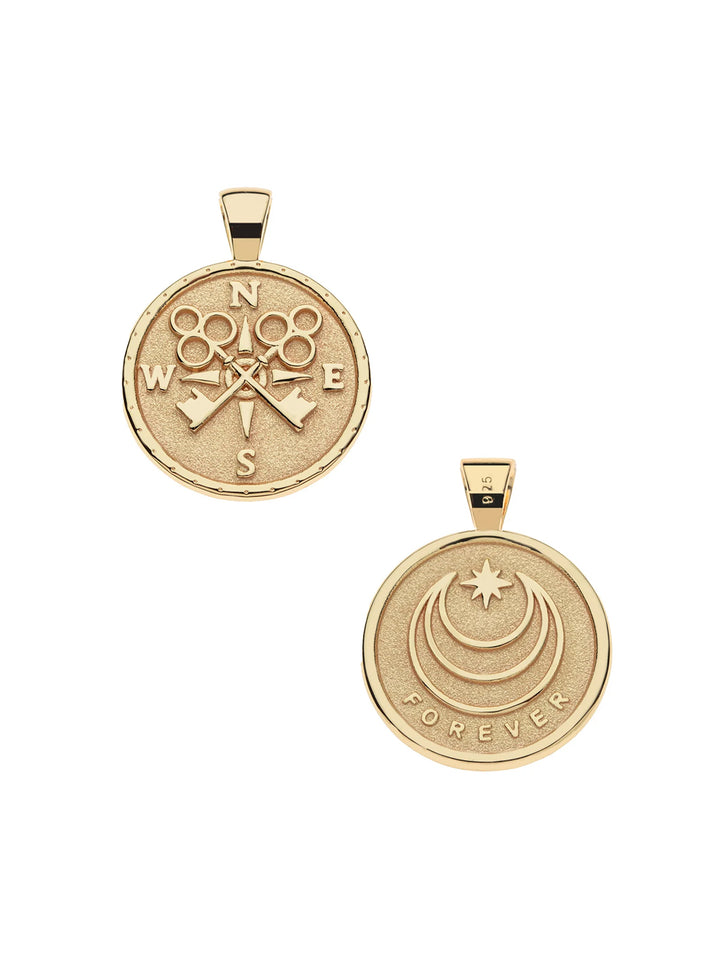 FOREVER JW Small Pendant Coin and 16-18" Chain in Gold