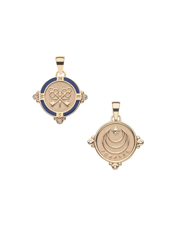 FOREVER Petite Embelishedl Pendant Coin and 16-18" Chain in Gold