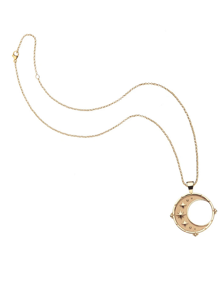 FOREVER Moon and Back Pendant Coin and 16-18" Chain in Gold
