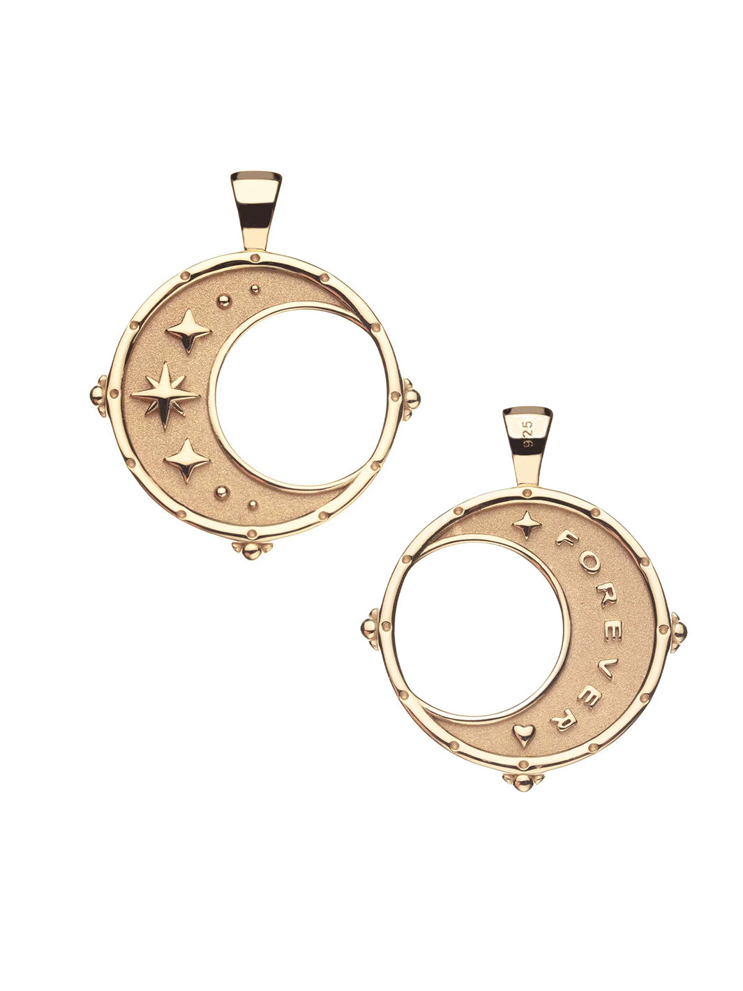 FOREVER Moon and Back Pendant Coin and 16-18" Chain in Gold