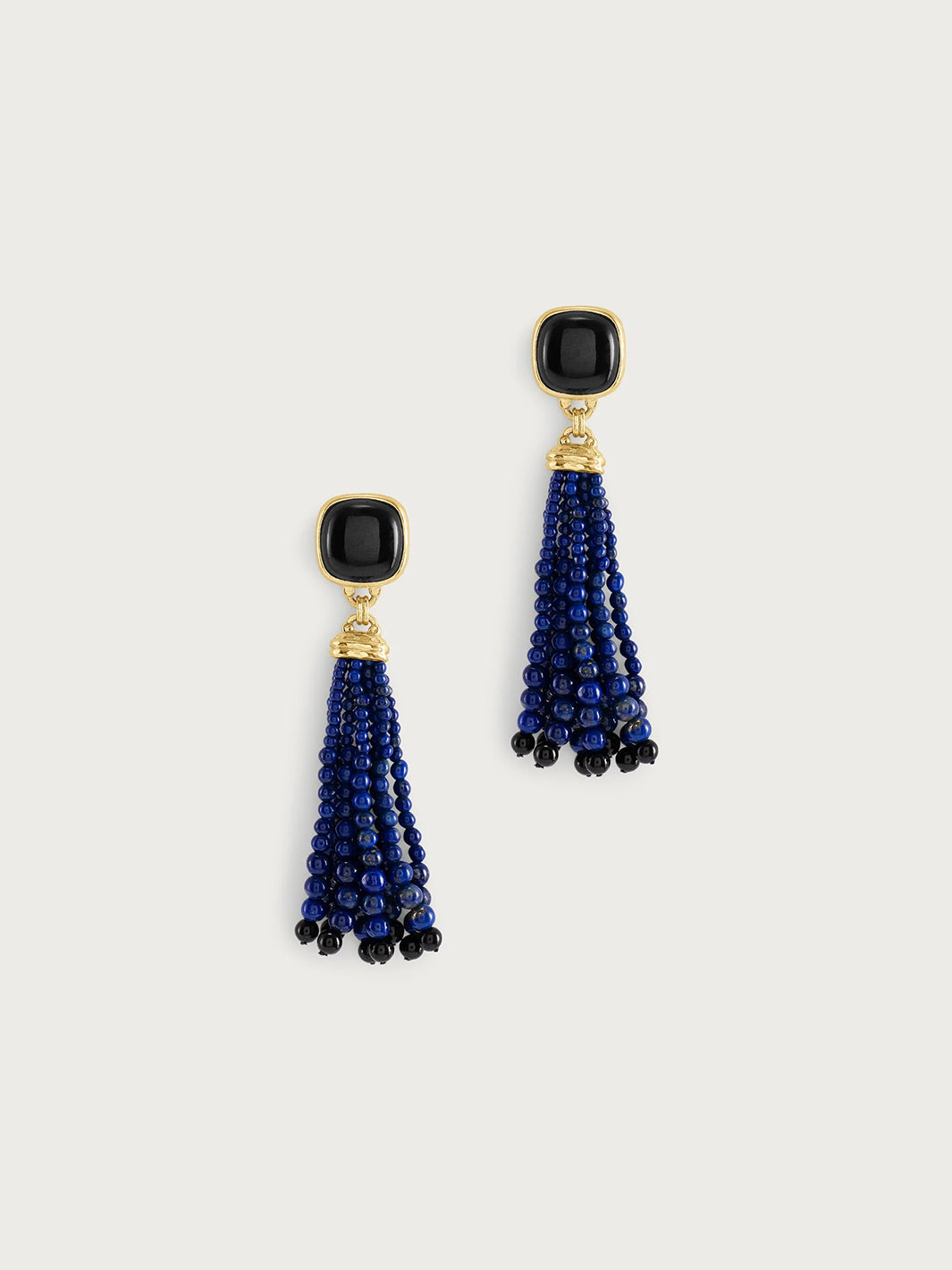 Forza Tassel Earring, Lapis and Black Onyx