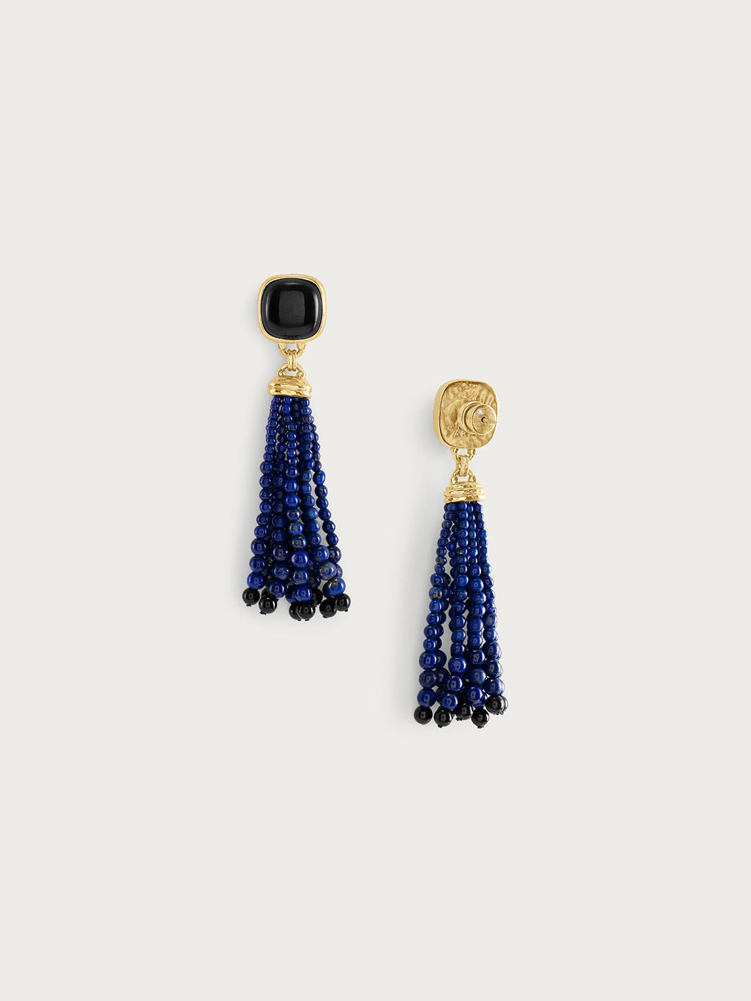 Forza Tassle Earrings in Lapis and Black Onyx