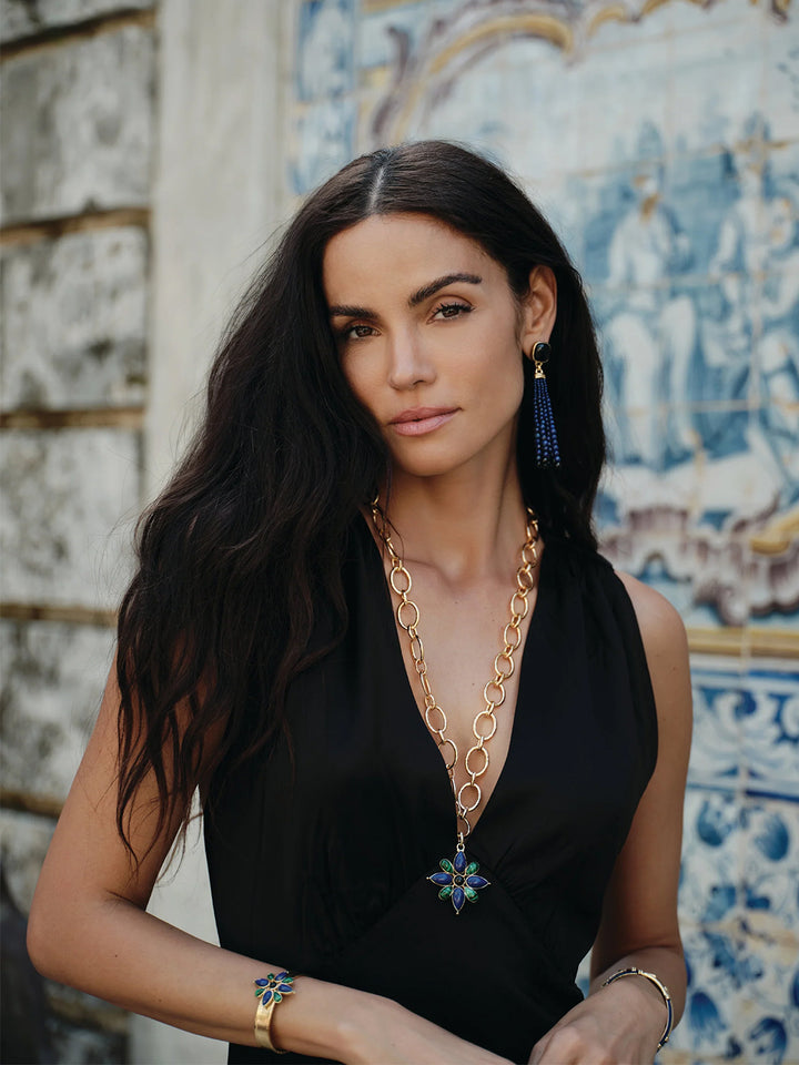 Forza Tassle Earrings in Lapis and Black Onyx