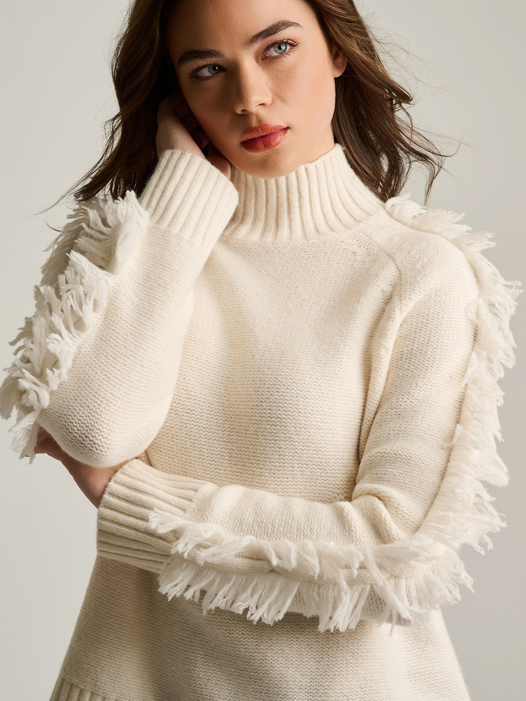 Fringe Benefits Sweater in Winter White