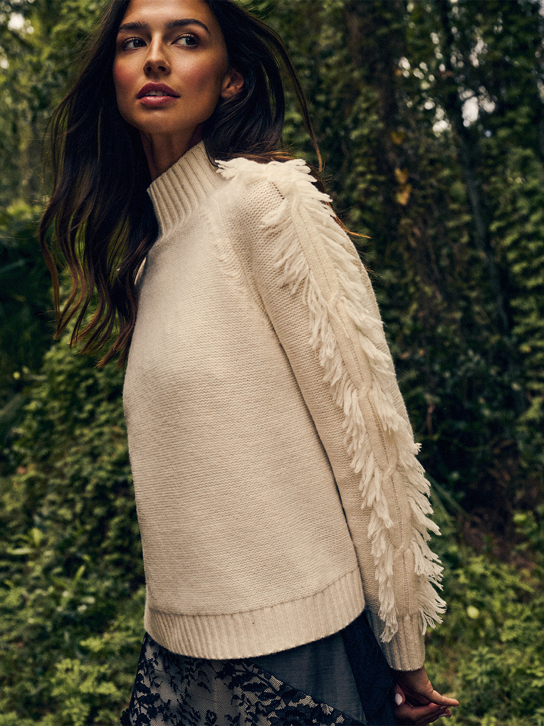 Fringe Benefits Sweater in Winter White