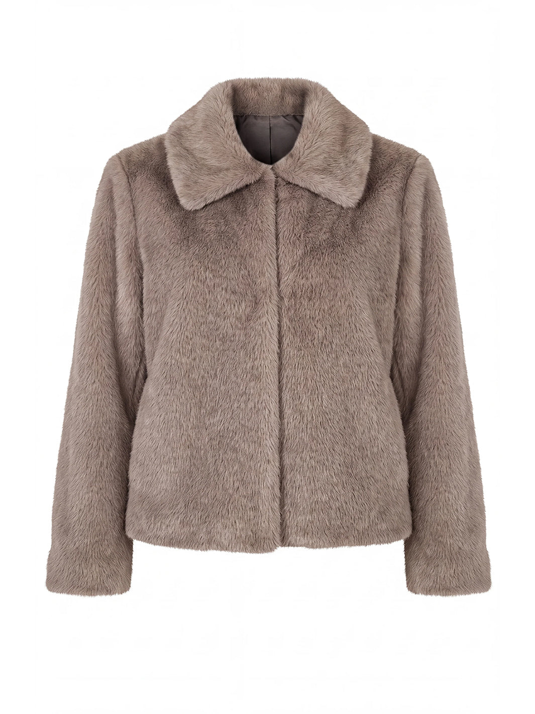 Collared Faux Fur Jacket in Mink
