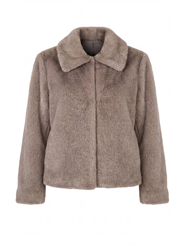 Collared Faux Fur Jacket in Mink