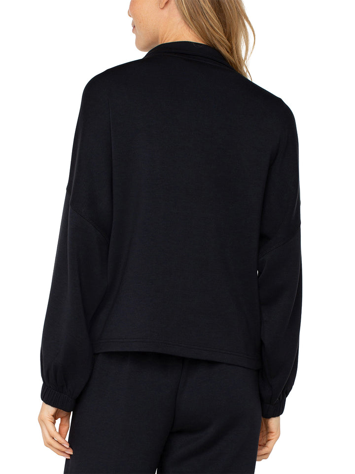 Zip Up Funnel Neck Jacket in Black