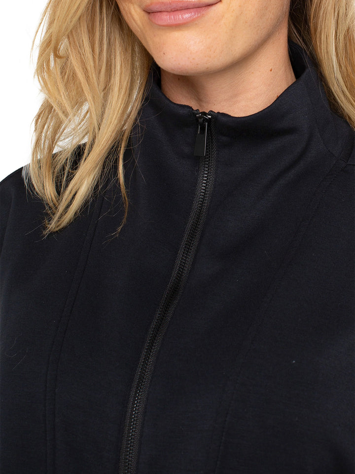 Zip Up Funnel Neck Jacket in Black