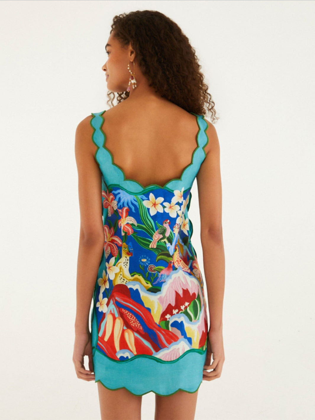 Garden Of Life Scarf Scallop Mini Dress in Multicolor
