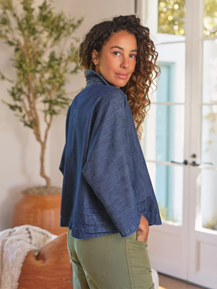 Gabi Popover Shirt in Vintage Dark Indigo Wash