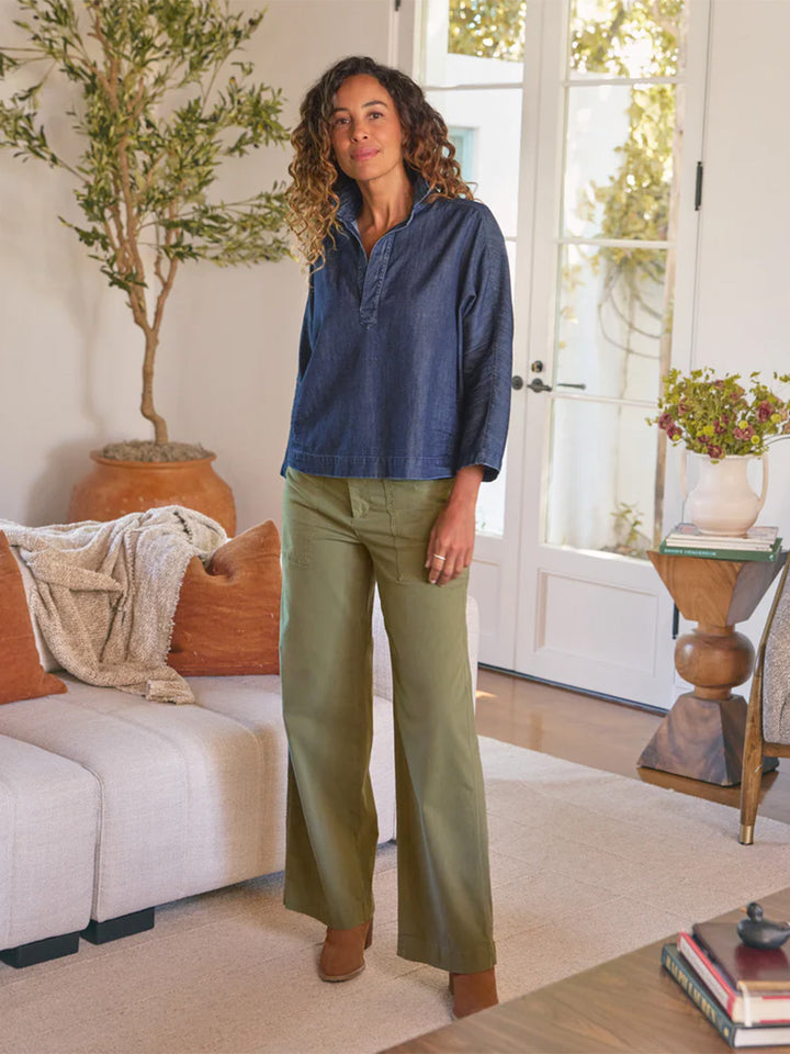 Gabi Popover Shirt in Vintage Dark Indigo Wash