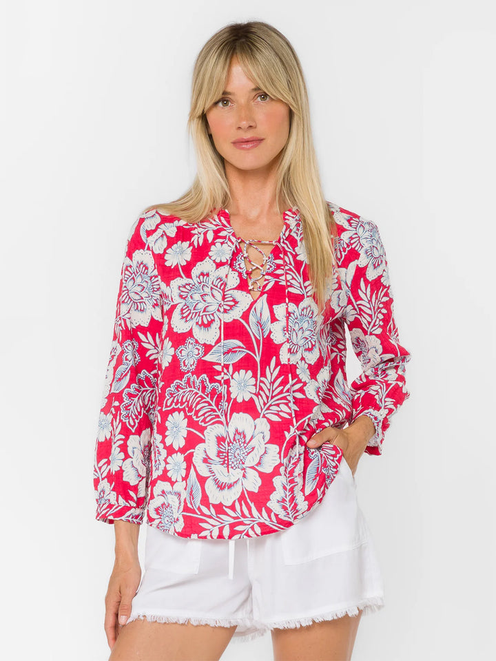Galiana Floral Top in Raspberry Floral Garden