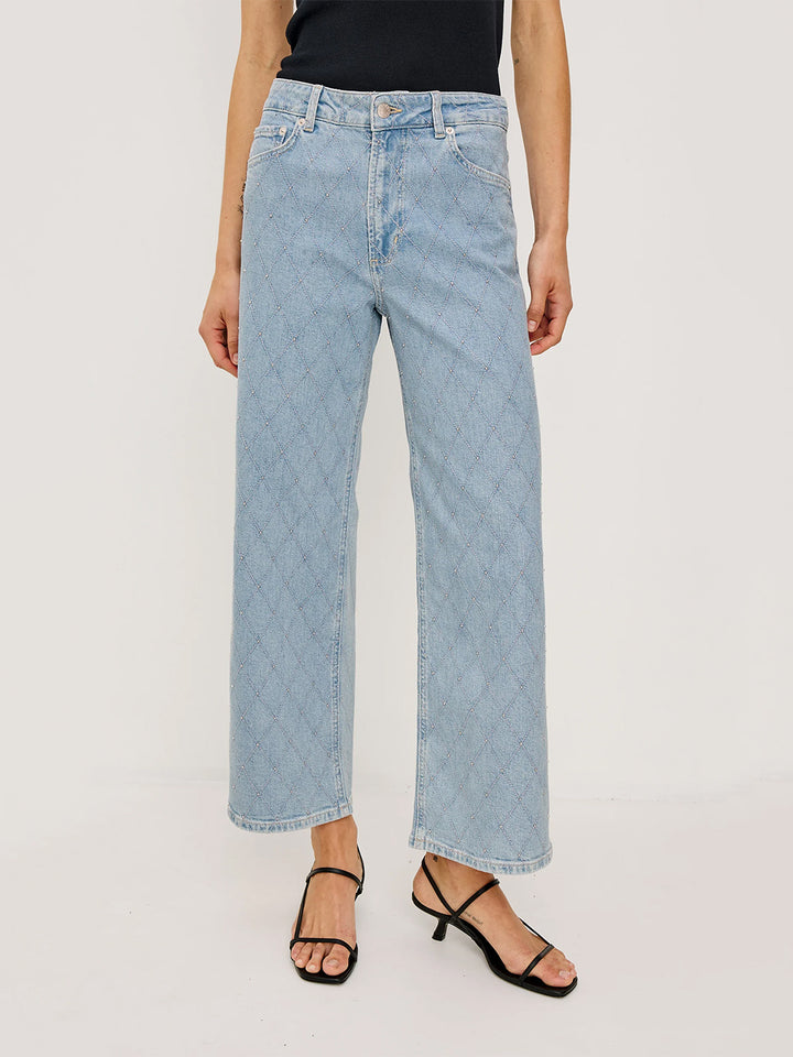 Getty Crop Wide Leg in Quilted Stud