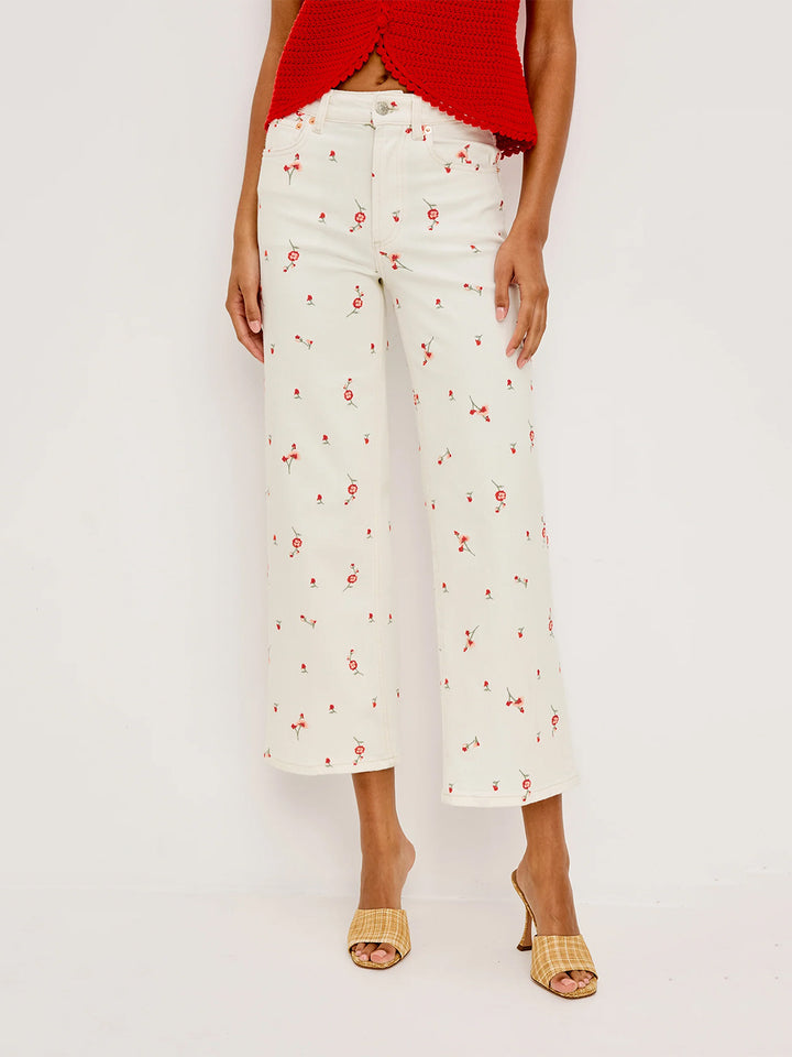 Getty Crop Wide Leg in Ecru Romantic Floral