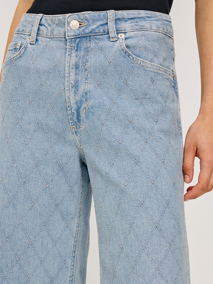 Getty Crop Wide Leg in Quilted Stud