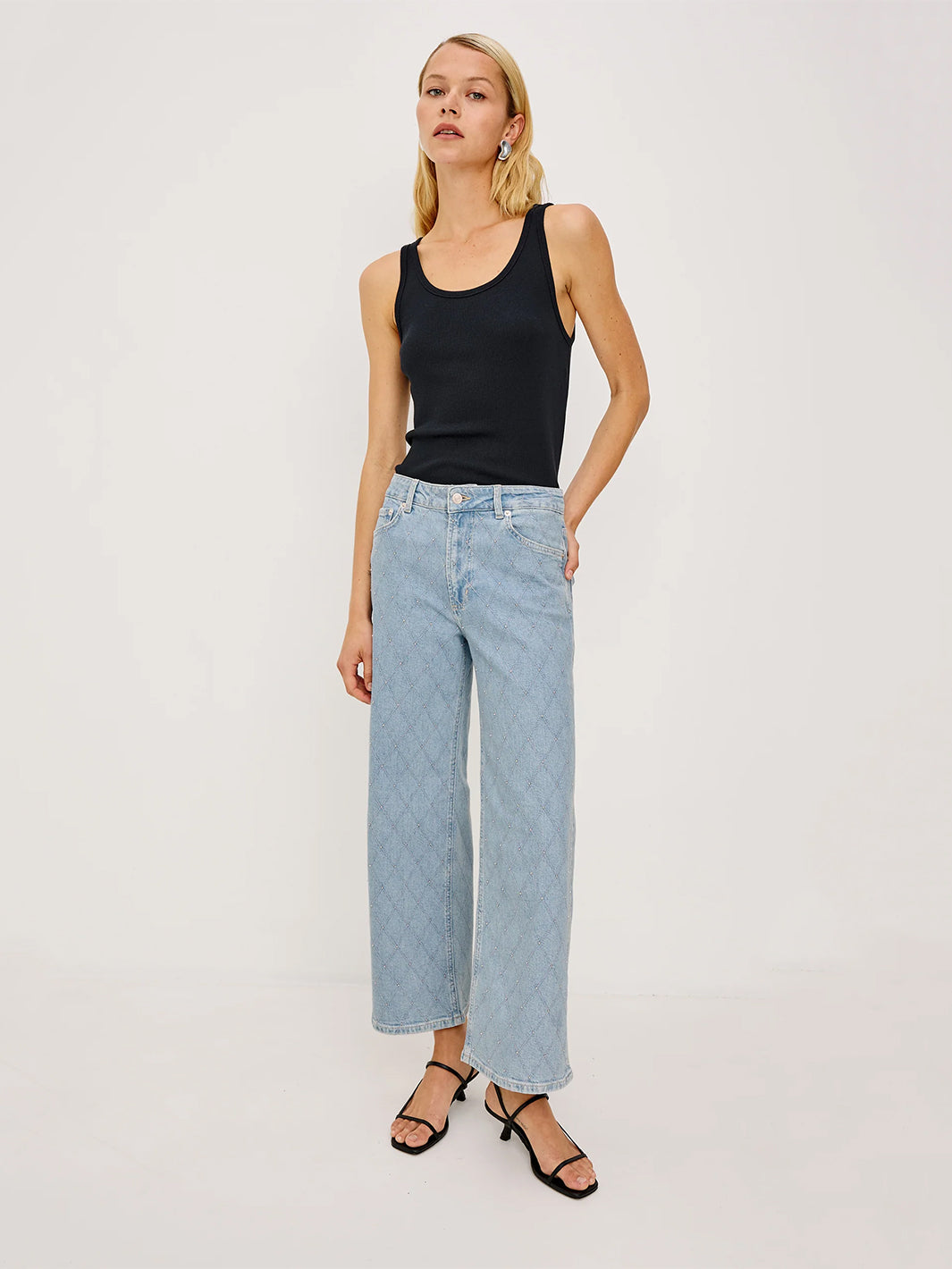 Getty Crop Wide Leg in Quilted Stud