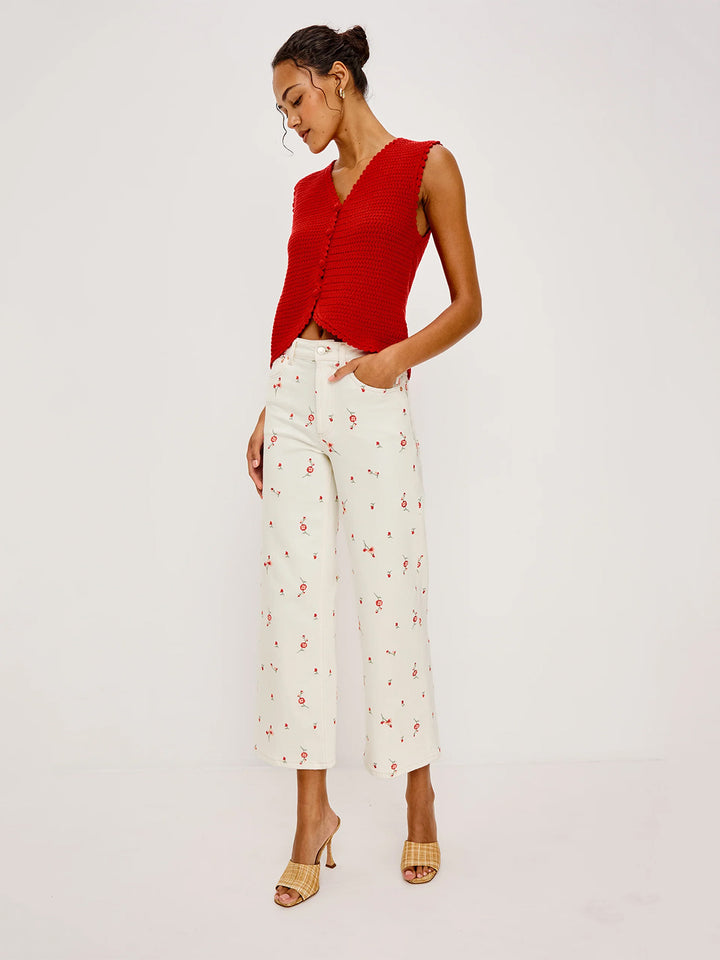 Getty Crop Wide Leg in Ecru Romantic Floral