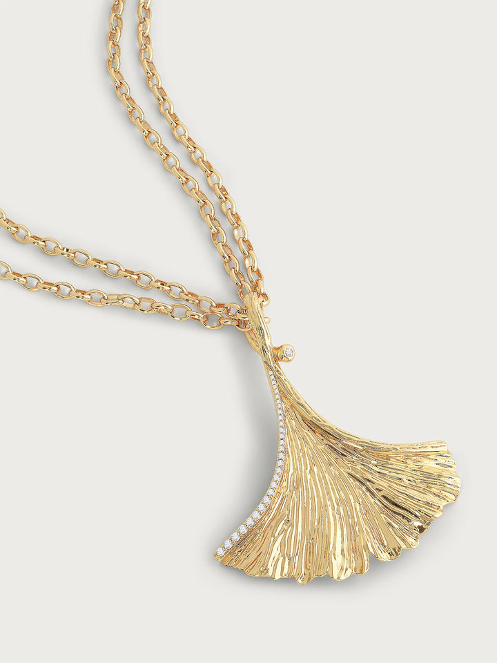 Ginkgo Pendant Necklace in Gold
