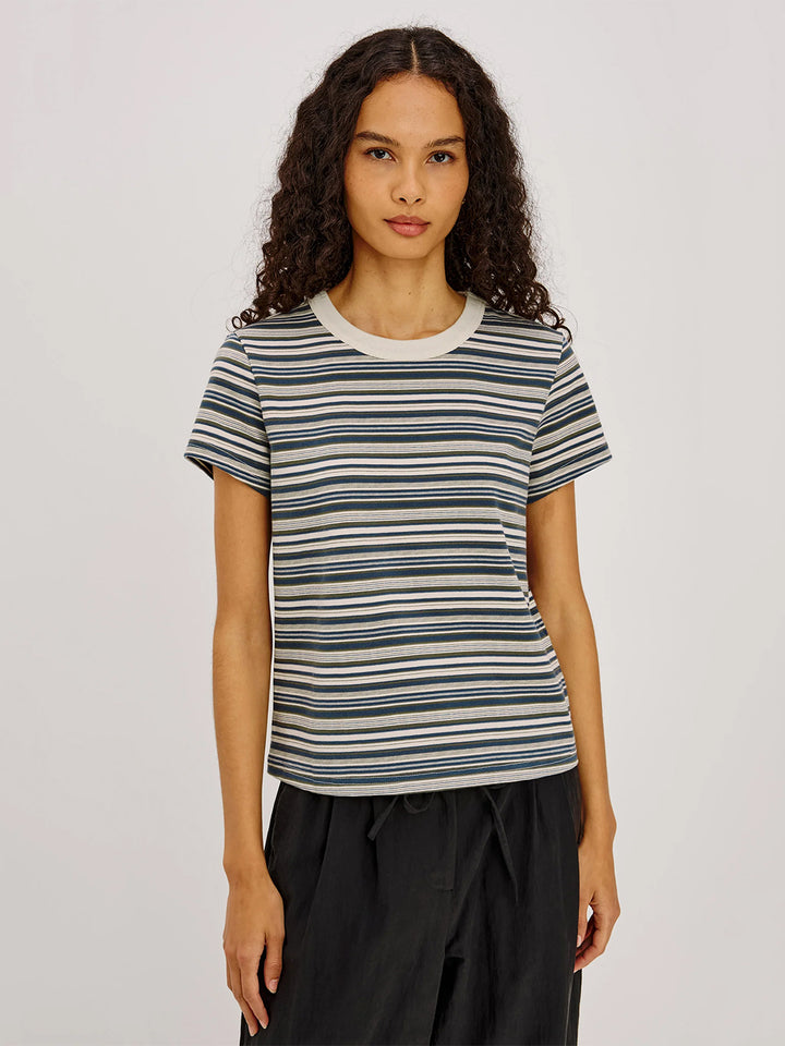 Girlfriend T-Shirt in Coastal Pine Stripe