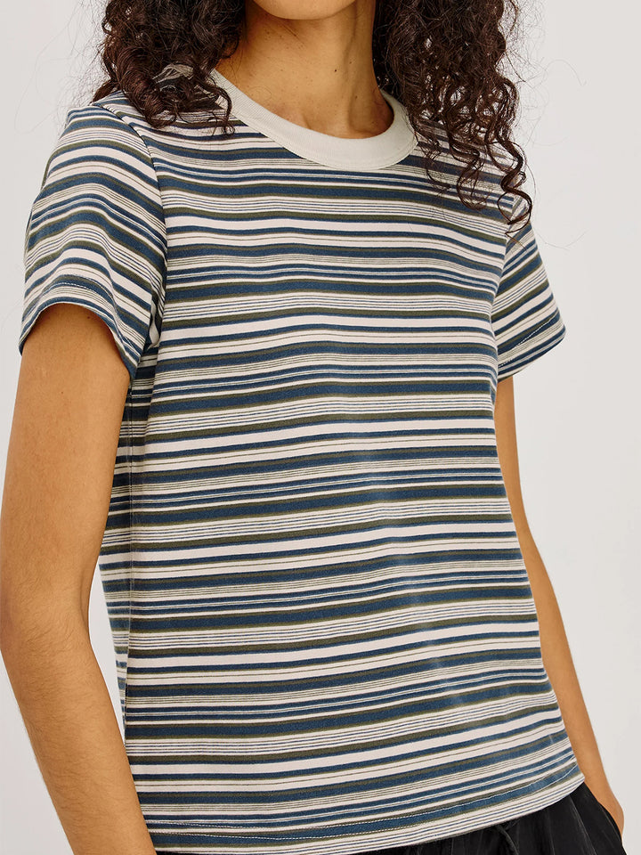 Girlfriend T-Shirt in Coastal Pine Stripe