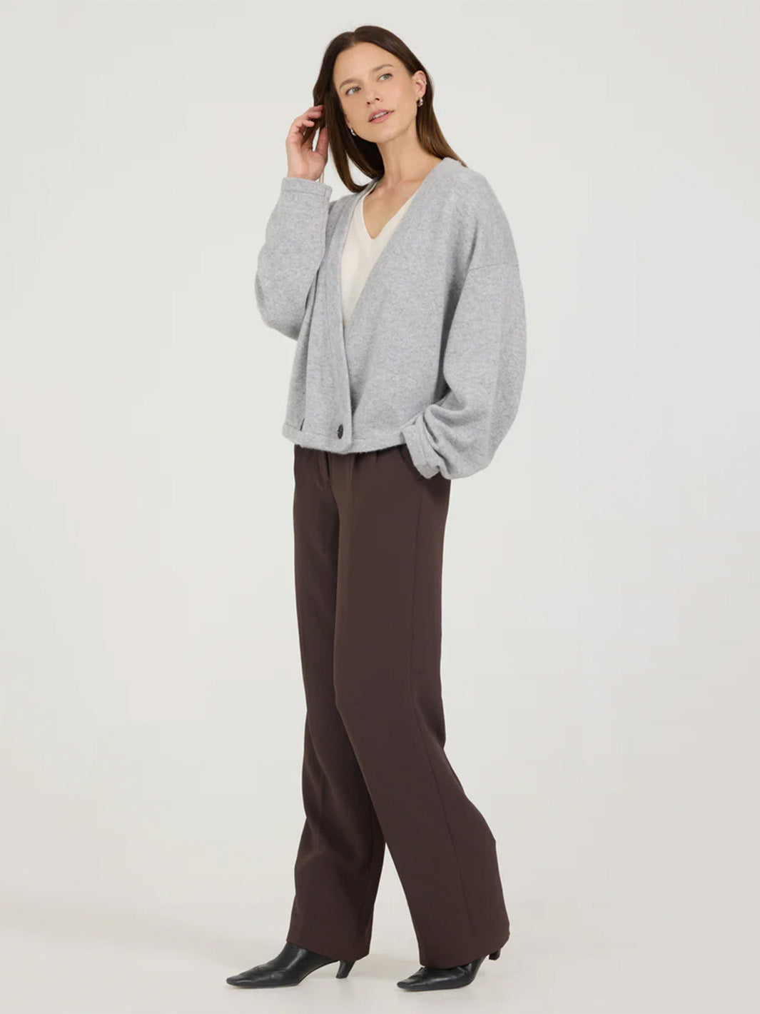 Giselle Cashmere Cardigan in Heather Grey