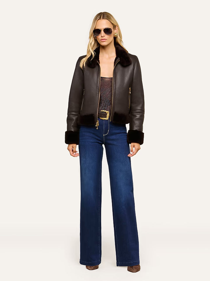 Glacia Shearling Jacket in Dark Java