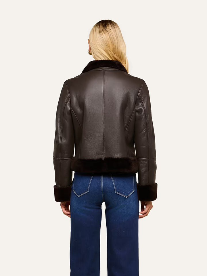 Glacia Shearling Jacket in Dark Java